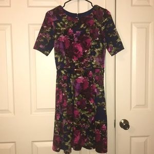 Classy Floral Dress with Faux Leather Belt